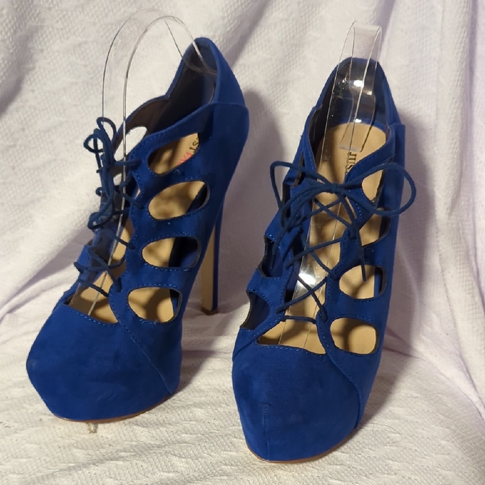 JustFab Blue High Heel Caged Heels